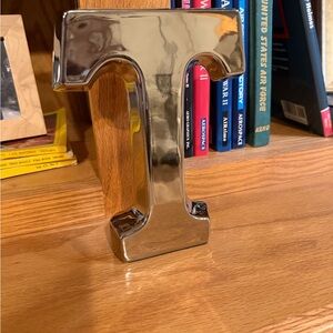 Metallic Letter T Decorative Accent - Silver